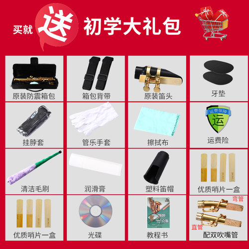 Allison乐器降B调高音萨克斯乐器入门初学者演奏一体直管萨克斯风 - 图1