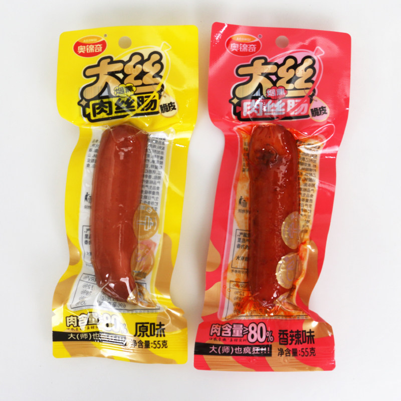 奥锦奇大丝肉丝肠55g/包 熏煮脆皮大火腿肠开袋即食小吃鸡肉零食,淘宝优惠券,粉丝福利购,淘宝优惠卷