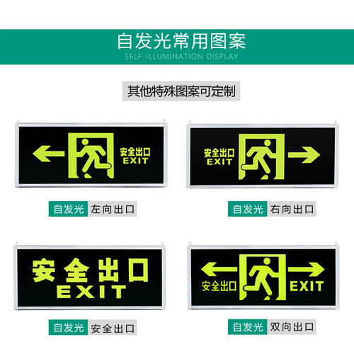 免接电消防安全出口指示牌疏散标识夜光指示灯荧光悬挂式通道标志-图1