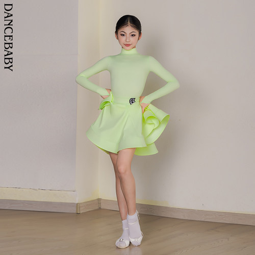 Dancebaby拉丁舞服规定服新款儿童比赛服考级赛服裸感面料DAS775 - 图1