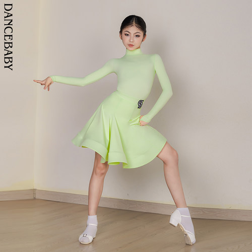 Dancebaby拉丁舞服规定服新款儿童比赛服考级赛服裸感面料DAS775 - 图2