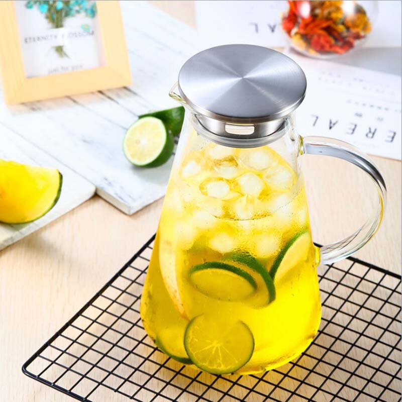 2.0 Liter Glass Jug Carafe with Lid Ice Tea Jug Water Wine - 图1