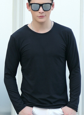 men's long sleeve t shirt clothes male tops boy 男纯白色上衣