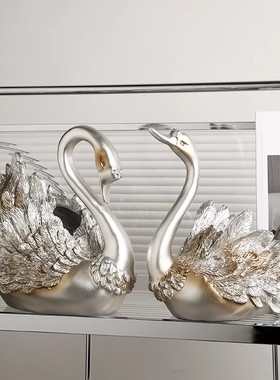 结婚礼物装饰品天鹅摆件轻奢