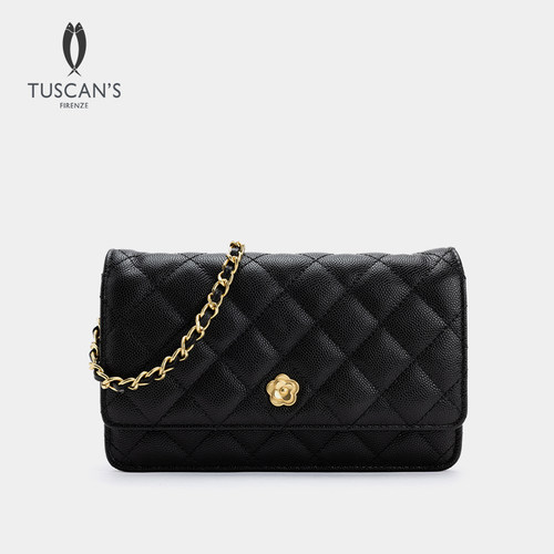 TUSCAN'S【母亲节礼物】女士山茶花单肩包鱼子酱菱格链条包送礼 - 图3