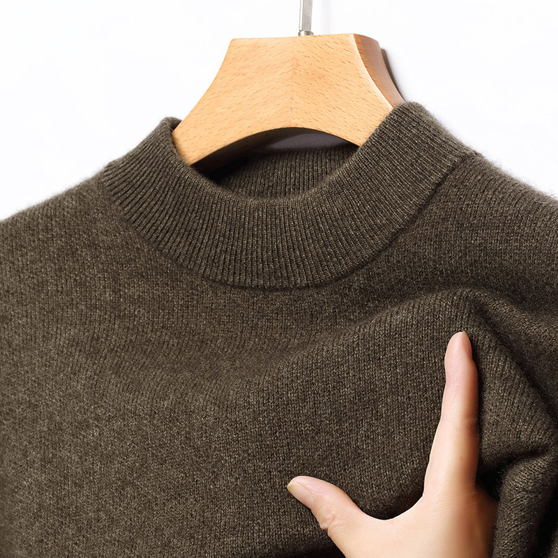 上海春竹100%羊毛男半高领冬季双股加厚宽松毛衣爸爸装针织打底衫,淘宝优惠券,粉丝福利购,淘宝优惠卷