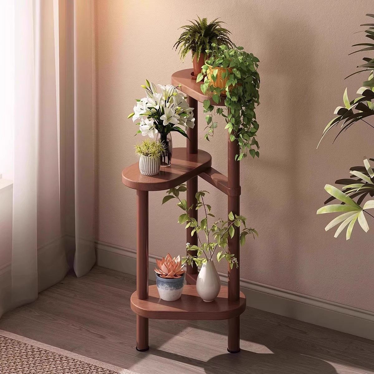实木花架子客厅落地式置物架阳台多肉花盆架室内展示植物摆放架子,淘宝优惠券,粉丝福利购,淘宝优惠卷