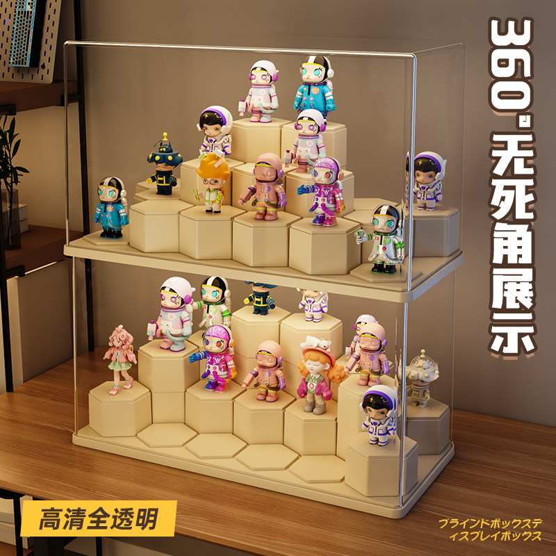 家用简易透明展示盒多层收纳置物架桌面玩具模型陈列架防尘储物盒,淘宝优惠券,粉丝福利购,淘宝优惠卷