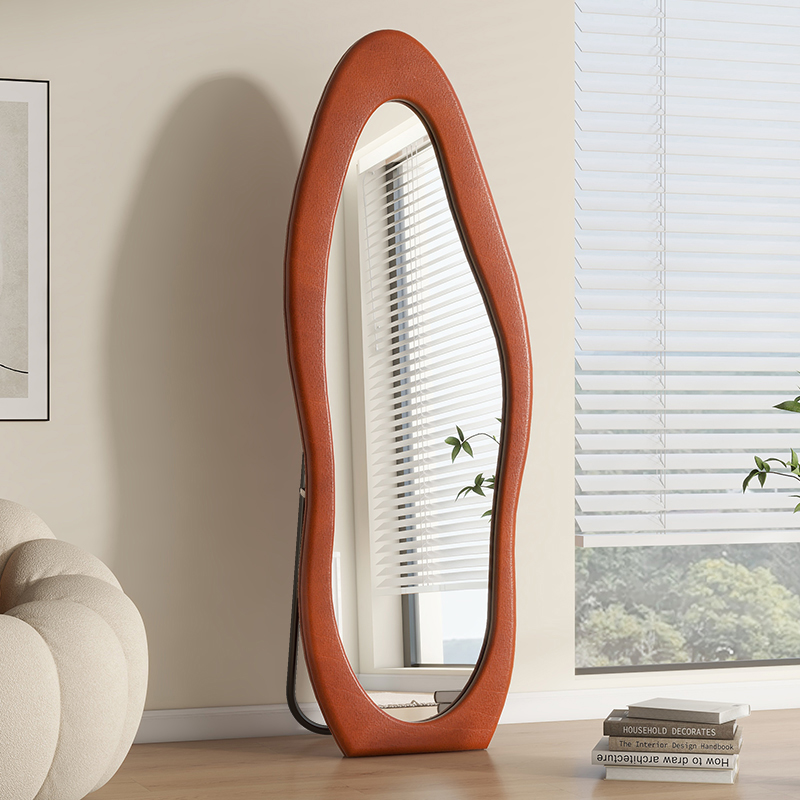 中古风全身镜落地家用ins风网红穿衣镜异形高级感卧室试衣大镜子 - 图0