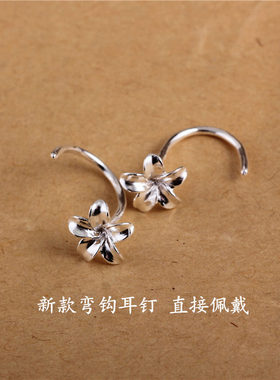 990足银纯银朵花儿女花瓣耳饰品