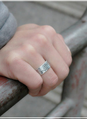 首饰心经男足子复古祥云戒指环