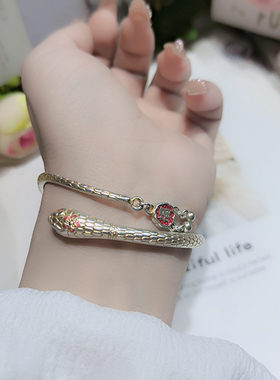 足银9999纯银国风灵蛇银手镯