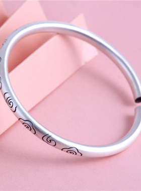 古法实心足银999纯银女宫廷祥云