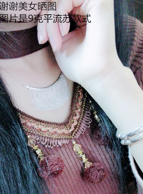 仙记银坊990纯银套链倒三角流苏