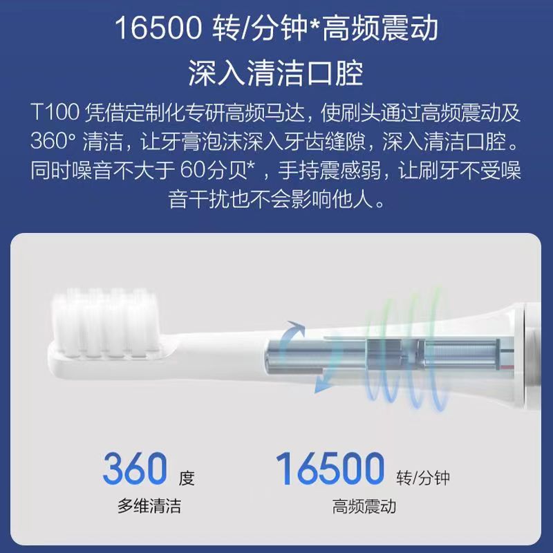 小米米家声波电动牙刷T100成人情侣男女全自动儿童家用智能防水 - 图1