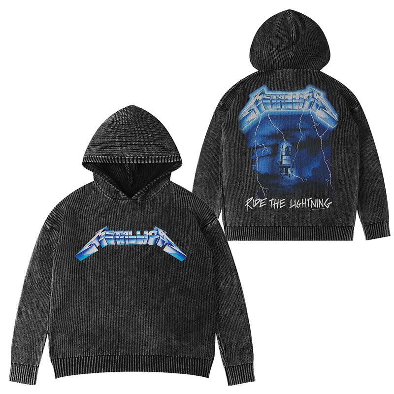 Metallica金属之王St.Anger圣怒专辑拳击骷髅美式水洗连帽毛衣男 - 图1