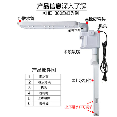 森森XHE鱼缸潜水泵三合一过滤泵原装机头APJ-230G/500G/700G配件 - 图3