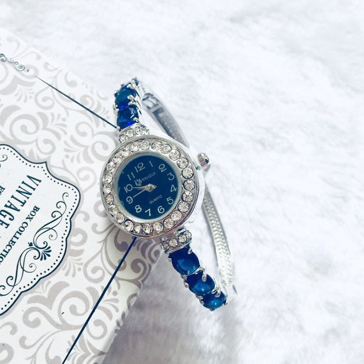 新款日韩手镯镶锆石满钻百搭手表 丹维拉手镯