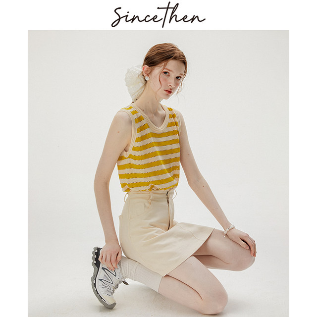 Sincethen French retro high waist skirt for women
