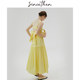 Sincethen yellow suspender skirt seaside long skirt women