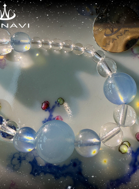 瓦萨比天然海蓝宝白水晶项链女饰品高端私人定制精致个性气质颈饰