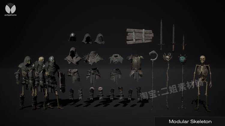 Modular Skeleton模块化骷髅骨头骨架服装幻想游戏战士UE5人物NPC - 图1