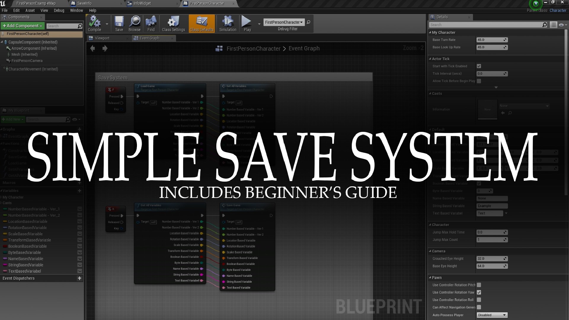 Simple Game Save System简单游戏保存系统UE4第一人称角色蓝图包 - 图0