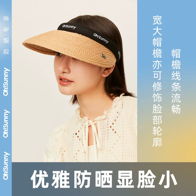 Соломенная шляпа с защитой от солнца Ohsunny, новая женская солнцезащитная шляпа 2026 года, широкополая, пустая верхушка