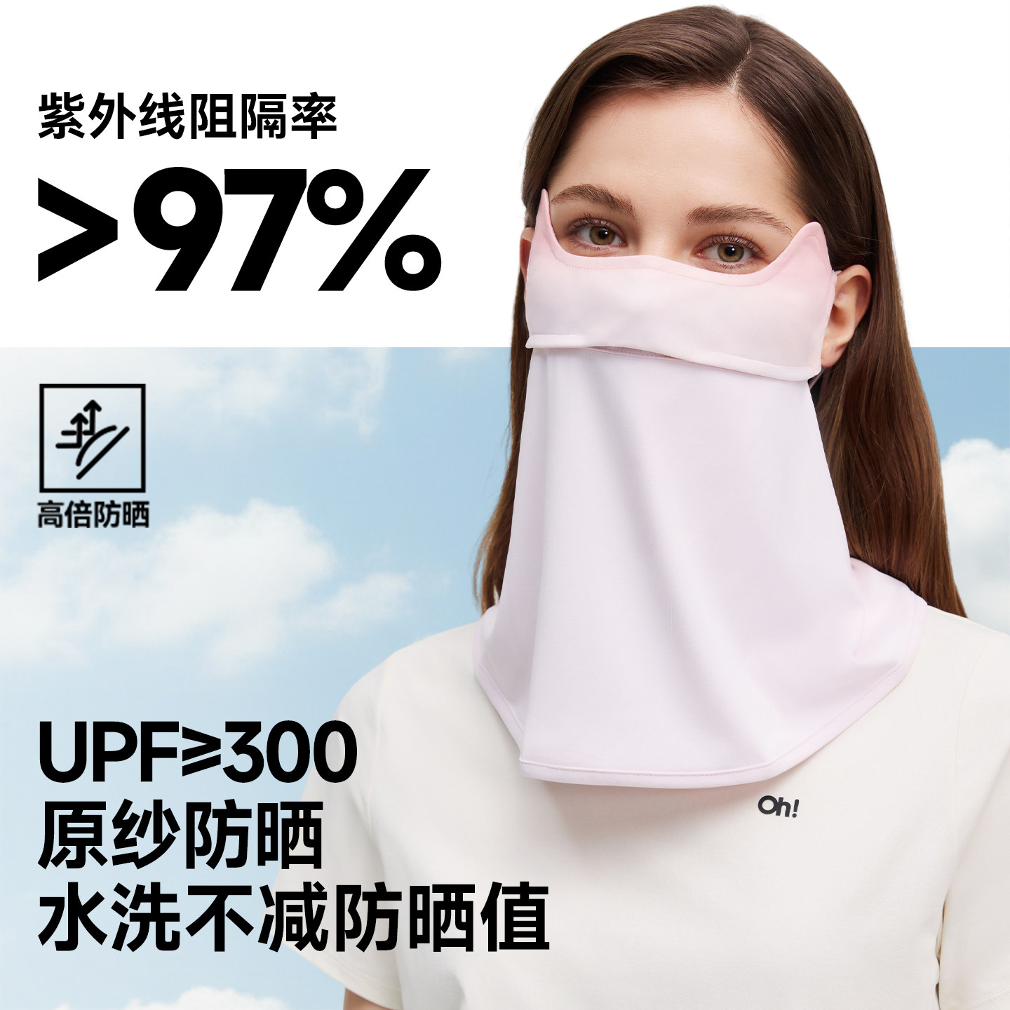 ohsunny防晒面罩防紫外线医美术后护颈遮脸遮阳冰丝口罩遮脖子