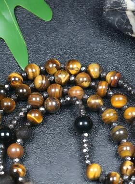 天然虎眼石8mm男士毛衣链