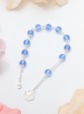 新中式古风花朵铜镀厚银手链