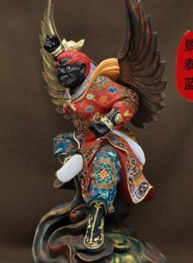 香樟木雕雷神雷震子神像
