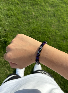 DIDOU原创紫虎眼石手链钛钢LilT jay男女轻奢小众精致高级手串