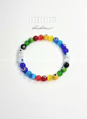 DIDOU彩色琉璃koz恶魔之眼正品手链男女小众高级转运潮流手串