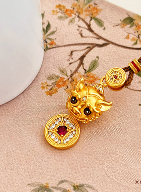 招财瑞狮新中式国风吊坠项链