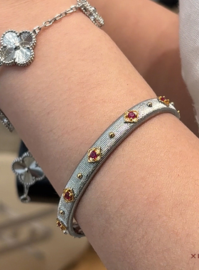 夏苒「红丝绒」复古拉丝手镯