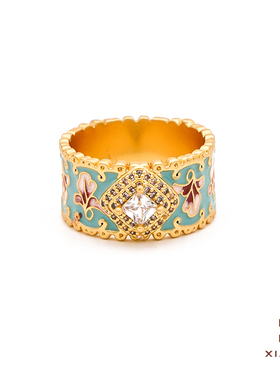 夏苒XIARAN「明兰戒指」彩色重工滴油锆石花朵镶嵌宫廷风戒指女