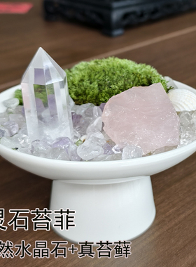 水晶盆栽天然能量守护小盆栽水晶盆景工位搭子家居办公玄关摆件