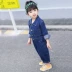 Quần áo trẻ em mùa thu bé trai 1-3 tuổi 4 bé gái hoạt hình 2019 mới denim romper trẻ em ra khỏi quần áo - Áo liền quần quần áo liền thân mùa hè Áo liền quần