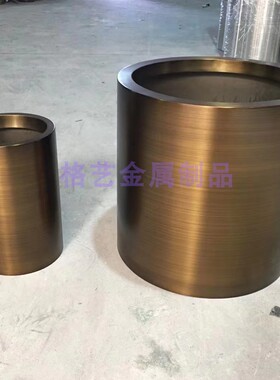 不锈钢花盆 现货花桶落地 圆形绿植花盆套花箱金属拉丝仿古铜系列