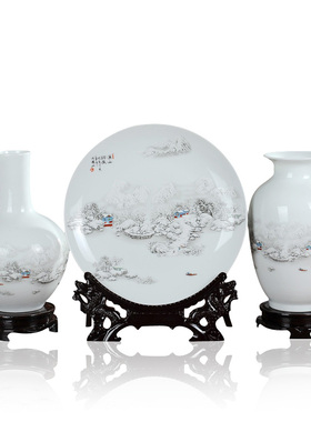 水点桃花盘子现代时尚风陶瓷器