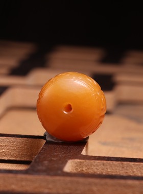 15mm新疆和田玉黄沁籽料散珠黄玉老型珠锁骨珠是手串配珠圆珠