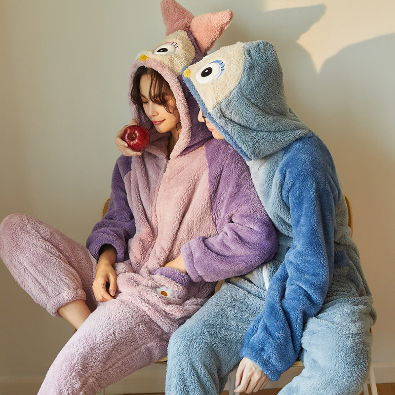 情侣秋冬季连体卡通动漫珊瑚绒睡衣 金喜彩本初睡衣/家居服套装