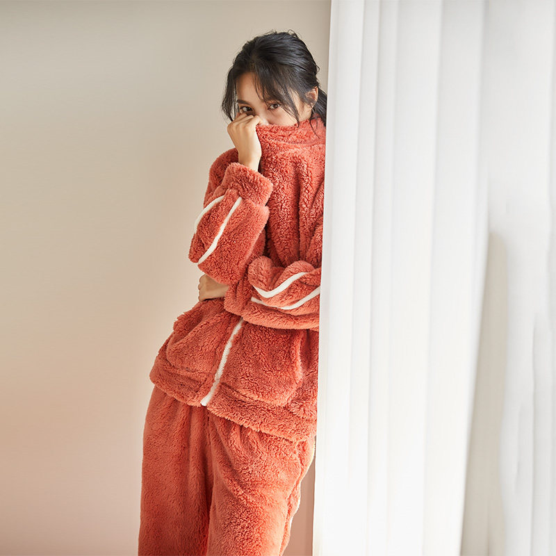 珊瑚绒加绒保暖韩版两件套睡衣 金喜彩本初睡衣/家居服套装