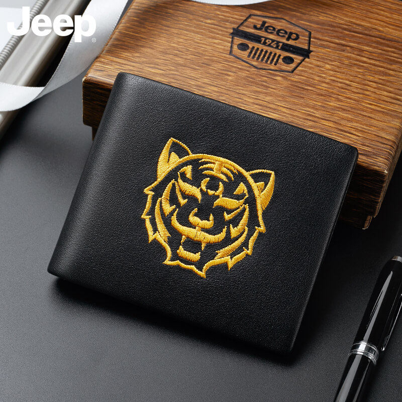 jeep本命年虎头男士潮牌牛皮钱夹 jeep箱包钱包