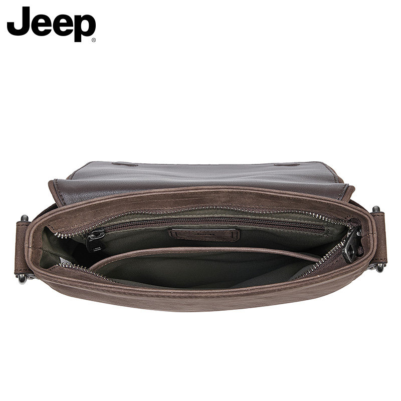 jeep男包单肩头层牛皮竖款斜挎包 jeep箱包男士包袋