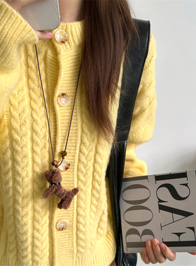 可爱卡通风植绒泰迪小狗毛衣链