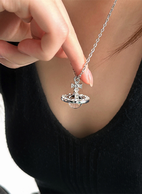 日韩ins风透明猫眼石土星毛衣链