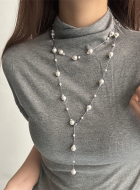 巴洛克长款珍珠项链女百搭锁骨链