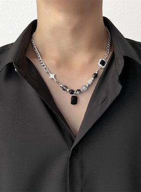 黑宝石芒星项链锁骨链